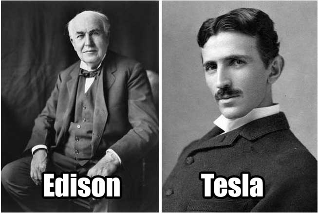 Thomas Edison with Nikola Tesla